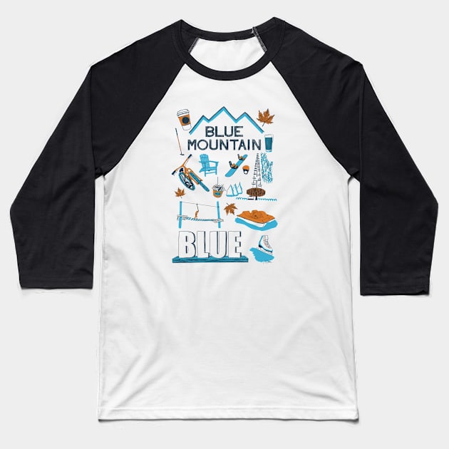 HERE Local Artist Series: Blue Mountain Baseball T-Shirt by Quick Brown Fox Canada 